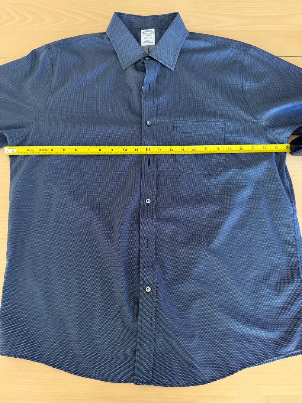 Brooks Brothers Men's Navy Pin Dot Cotton Dress Shirt Regular Fit 16.5 34/35